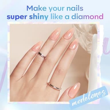 modelones Gel Top Coat, 15 ml 2025 Upgrade Super Shiny Base and Top Coat Set, Soak Off Nail Lamp Acid Free No Wipe Clear Base Top Gel Nail Polish - Image 3