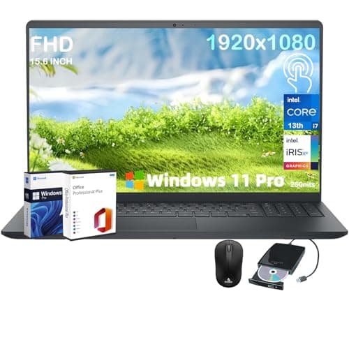 Dell Inspiron-3530 Touchscreen Business Laptop - 15.6" FHD, Intel 10-Core i7-1355U Processor, Intel Iris Xe, Numeric Keypad, w/DVD Drive, Win 11 Pro & MS Office Pro Lifetime(64GB RAM | 2TB SSD) - Image 1