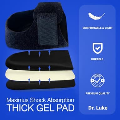 Dr. Luke Plantar Fasciitis Relief - Heel Cups for Foot Pain Relief – Heel Protectors with Thick High-Elastic Gel Pads – Women 6-12'', Men 7-11" - Image 3