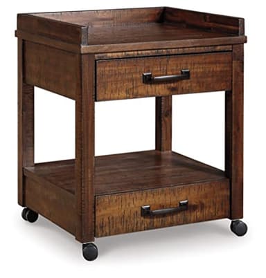 Signature Design by Ashley Baldridge Rustic Industrial Office Printer Stand with Storage, Brown - Image 1