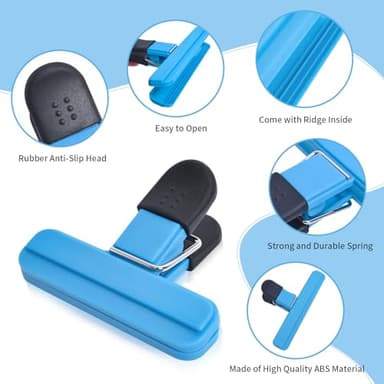 UNIYO 9Pack Large Chip Bag Clips - Assorted Sizes Food Bag Clips Plastic Heavy Seal Grip - Image 3