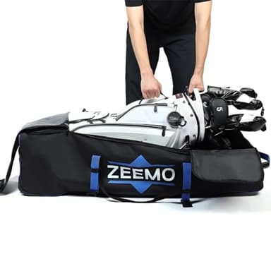 ZEEMO Golf Travel Bag, Full-Open Protective & Wheeled Airline-Approved Case for Clubs, Cart&StandBag, Soft-Sided Waterproof Cover Made of Heavy Duty Oxford, Black - Image 4