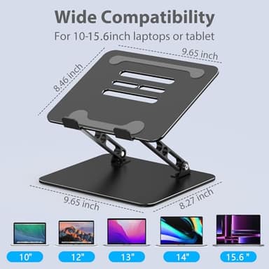 Gogoonike Adjustable Laptop Stand for Desk, Metal Foldable Laptop Riser Holder, Portable Desktop Book Stands, Ventilated Cooling Computer Notebook Stand Compatible with 10-15.6” Laptops - Image 5