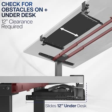 VIVO Large Keyboard Tray Under Desk Pull Out with Extra Sturdy C Clamp Mount System, 27 (33 Including Clamps) x 11 Inch Slide-Out Platform Computer Drawer for Typing, Black, MOUNT-KB05E - Image 6