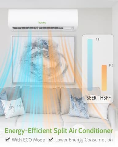 Wifi Enabled 9,000 BTU Mini Split Air Conditioner & Heater, 19 SEER2 115V Split AC Unit Ductless Inverter System with Heat Pump, Installation Kits - Cools Rooms up to 450 Sq.Ft - Image 6