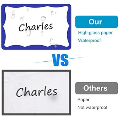 390Pcs Name Tags, 3in x 2in Name Tag Stickers, Name Tags Sticker for School Office Home(White with Blue Border) - Image 3