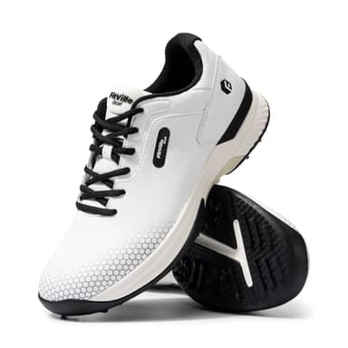 FitVille Extra Wide Mens Golf Shoes Professional Outdoor Waterproof Spiked Golf Shoes for Men(White Black, 10 X-Wide) - Image 8