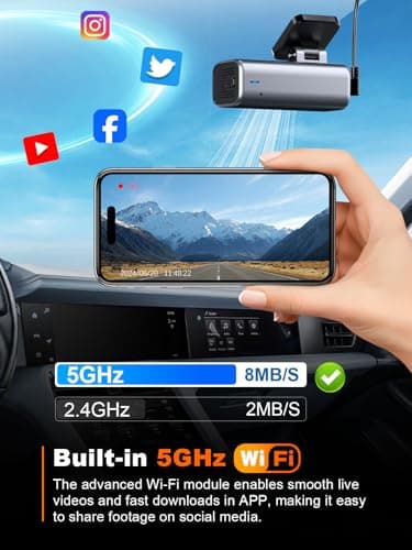 galphi 4K Dash Cam Front, Built-in 5G WiFi, 64GB Card Included, Dash Camera for Cars, Mini Dashcam with Super Night Vision, Loop Recording, G-Sensor, 24 Hours Parking Monitor, Support 256GB Max - Image 4