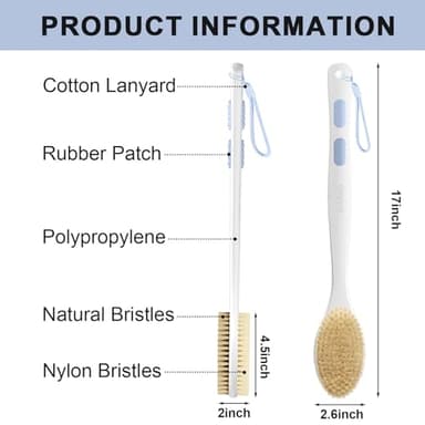 Bubbob Back Scrubber, Back Scrubber for Shower, Bath Brush Long Handle for Shower with Double Sided Bristles for Wet or Dry Brushing (Blue) - Image 6