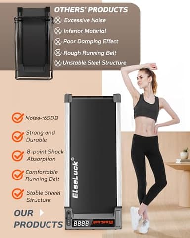 Elseluck Walking Pad, Under Desk Treadmill for Home Office, 2 in 1 Portable Walking Pad Treadmill with Remote Control, Walking Jogging Machine in LED Display - Image 7