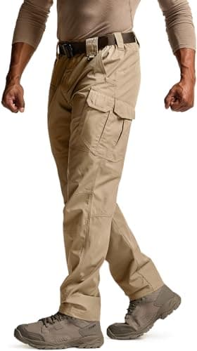 CQR Men's Tactical Pants, Water Resistant Ripstop Cargo Pants, Lightweight EDC Work Hiking Pants, Outdoor Apparel, Raider Mag Pocket Khaki, 30W x 32L - Image 1