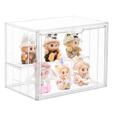 SANKEU Clear Acrylic 4 Tier Figure Display Case with 3 Movable Plates, Stackable Showcase with Magnetic Door for Collectibles (Large-1pack) - Image 2