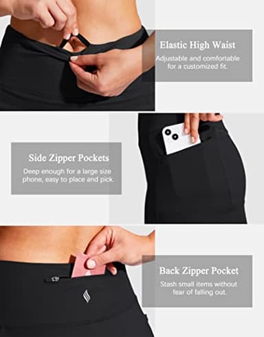 SANTINY High Rise Zipper Knee Length Black XXL Nylon Golf Skort for Women - Image 3