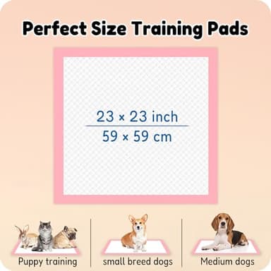 MoMoCo 23"x23"-100 Count Pink Puppy Pads, Super Absorbent, Leak-Proof, Quick-Dry Training Pads for Small Dogs & Puppies, Disposable Potty Pads - Image 6