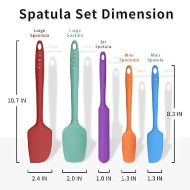 Coukre Silicone Spatula Set of 5,High Heat Resistant, Food Grade Silicone, Upgraded Extended Reinforced Handle,Dishwasher Safe, for Baking, Cooking - Image 2