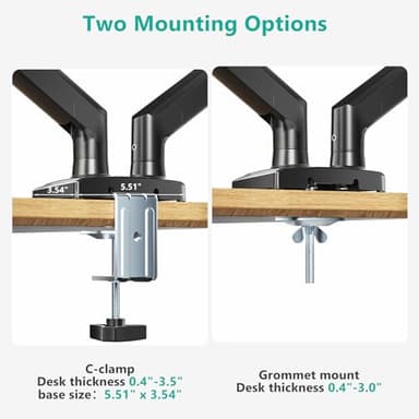 WALI Dual Monitor Stand for 17-32 inch Computer Screens, Dual Monitor Arms for 2 Monitors Holds up to 22 lbs, Height Adjustable Gas Spring Dual Monitors Mount, VESA 75x75/100x100mm (GSMP002N), Black - Image 7