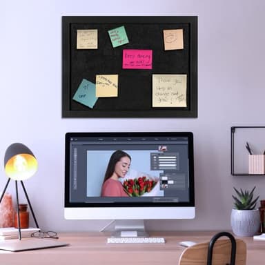 TORASO Cork Board Bulletin Board with Felt,Wood Framed Display Bulletin Board for Walls with Pins, Eye Bolts, gaskets, Screws, Pin Board for Office, School and Home(Black,1pc) - Image 4