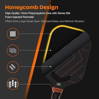 DGYGQ Pickleball Paddles, Carbon Fiber Pickleball Paddle with a 13mm Polypropylene Honeycomb Core, Increased Power for Ultimate Spin & Consistency - Image 3