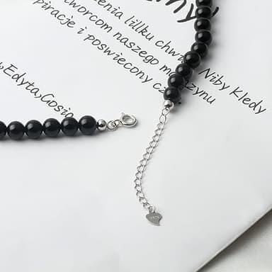 Natural Green Agate Choker Necklace Sterling Silver 6MM Round Beads Strand Necklace for Women - Image 5