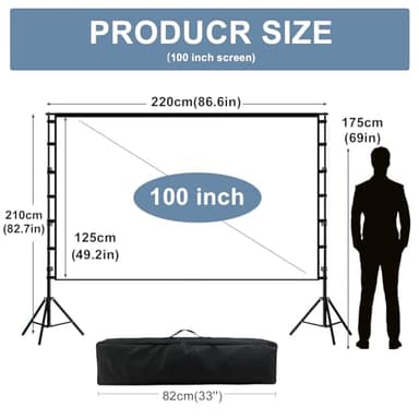 lejiada Projector Screen and Stand, 100'' Upgraded Large Projection Screen Anti Crease with Carry Bag for Party Home Movie Nights, Film Festivals, Business Presentations, Meetings,Outdoor - Image 4