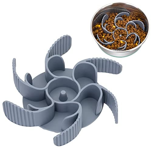 Keegud Slow Feeder Dog Bowls Insert [36 Octopus Suction Cups] Super Firm Eating Bowl [Cuttable] for Large Breed and Medium Size Compatible with Regular Elevated (Turbine) - Image 1