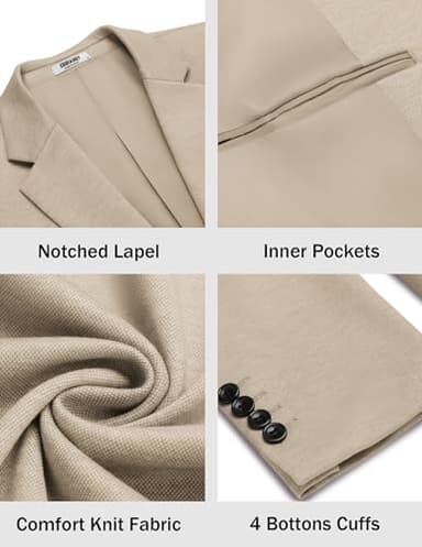COOFANDY Mens Dress Sport Coats Casual Stylish Suit Jacket Blazer Big and Tall Light Khaki - Image 5