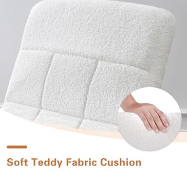 VECELO High Back Nursery Rocking Chair with Foot Rest, Teddy Upholstered Reclining Glider Rocker, Comfy Armchair Padded Seat Removable Side Pockets for Living Room, Bedroom, Balcony, White - Image 5