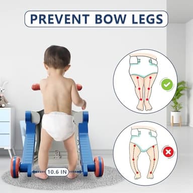 HYES 5 in 1 Baby Push Walker for Baby Boy, Activity Center Learning to Walk, Sit to Stand, Early Learning Push Toys for Infant 12 Months, Walking Toys Gift for Toddler Boys, Blue - Image 4