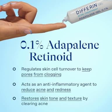 Differin Acne Treatment Gel, 60 Day Supply, Retinoid Treatment for Face with 0.1% Adapalene, Gentle Skin Care for Acne Prone Sensitive Skin, 15g Tube (Pack of 2) (Packaging May Vary) - Image 6