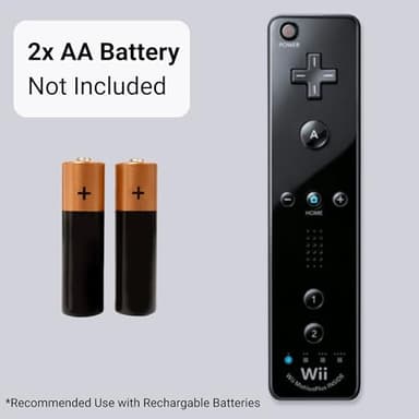 Wii Remote with Motion Plus - Wireless Bluetooth Game Controller - Official Wii and Wii U Compatible - 2 Pack (Renewed) (Black) - Image 6