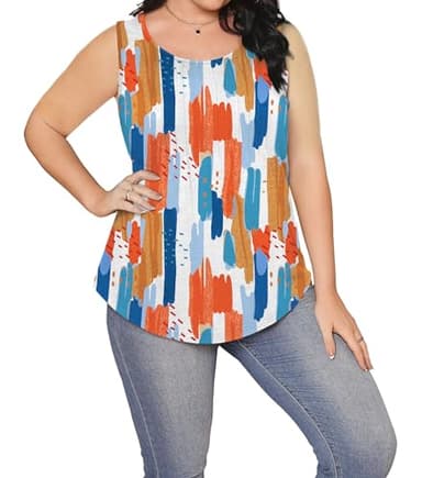 Besshopie Womens Summer Tops Dressy Casual Business Tank Tops for Women Loose Fit Graffiti M - Image 4