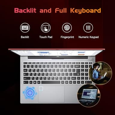 NIMO 15.6 IPS-FHD-Laptop, 16GB RAM 1TB SSD Intel Pentium Quad Core N100, Backlit Keyboard Fingerprint (Beat to i3-1115G4 Up to 3.4GHz) Computer for Student-Home WiFi 6 BT5.2 Win 11 - Image 6