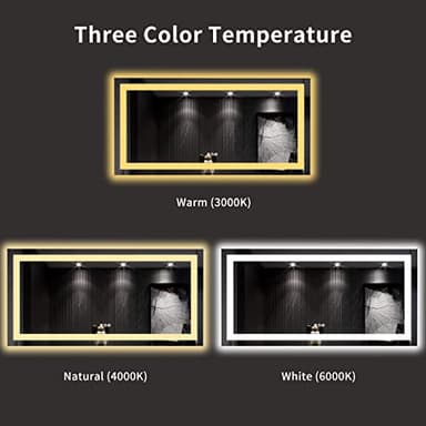 LOAAO 60X30 LED Bathroom Mirror with Lights, Anti-Fog, Dimmable, Backlit + Front Lit, Lighted Bathroom Vanity Mirror for Wall, Memory Function, Tempered Glass, ETL Listed - Image 4
