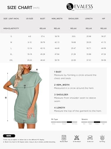 EVALESS Cute Dresses for Women Spring Summer Dress 2025 Fashion Short Sleeve Mini Dress Crewneck Vacation Tshirt Dresses with Pockets Black X-Large - Image 6