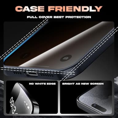 chubbycable SpyBlocker - 2 PCS Military-Grade Privacy Screen with Magic Installer & Self-Cleaning Adhesive, Anti-Spy Screen Protector Compatible with iPhone 16 Pro Max - Image 6