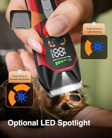 Founouly TS066 Professional Cordless Dog & Cat Clippers - Wide Blade Low Noise Pet Hair Trimmer for Thick & Long Coats, Quiet Grooming Kit for Large Breed Dogs & Cats with 180min Battery Life - Image 5