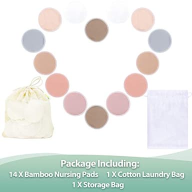 wegreeco Nursing Breast Pads (14 Pack) + Laundry Bag & Travel Storage Bag, 4.7 inch Option - Washable & Reusable Breastfeeding Nursing Pads (Mild, Large) - Image 3