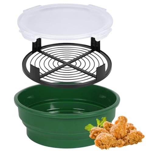Batter Shaker Bowl with Lid: Multifunctional Breading Flour Shaker Container,Mess Free Breading Station Tray with Silicone for Home Cooking,Fried Wings,Onion Rings,Meat,Chicken,Fish and More(Green) - Image 1