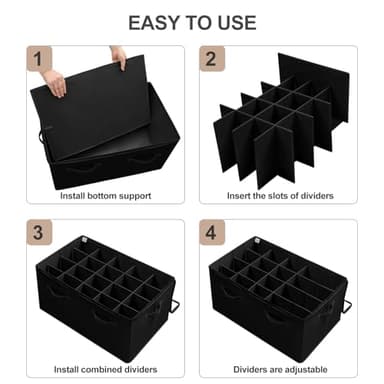 TOPIA HOME Shoe Organizer for Closet 2 Pack, Foldable Shoe Box with Adjustable Divider and Clear Cover, Space Saving Shoe Storage Organizer Cabinet with Reinforced Handles, Fits 40 Pair, Black, TP11B - Image 7