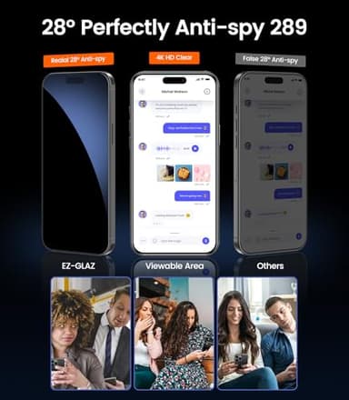 EZ-GLAZ-4 Pack for iPhone 16/iPhone 15 Privacy Screen Protector[6.1"] 9H+ Hardness 12FT Military Grade Shatterproof Long Durable Tempered Glass Film with Flawless Fit Box,Scratch Resistant - Image 3