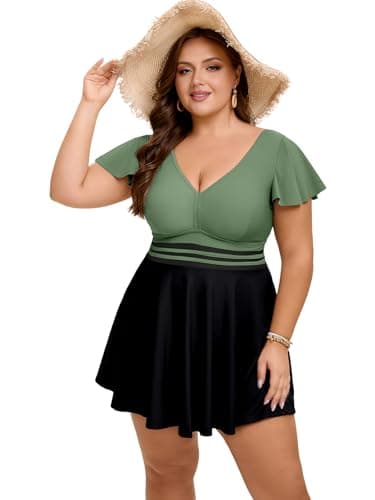 Arolina Womens Tankini Bathing Suits Swim Dress Swimwear Curvy Full Coverage Modest Bathing Suit - Image 3