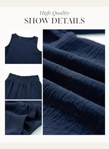 Dokotoo Two Piece Sets for Women Summer Elastic Waist Matching Sets Summer Outfits Beach Vacation Clothes for Women Blue Large - Image 5