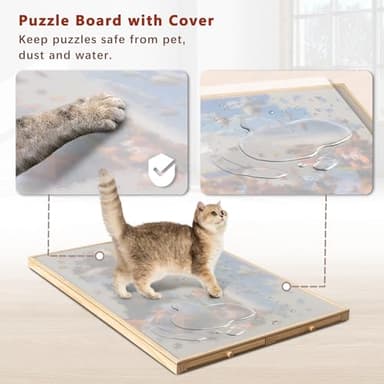 Becko US 1000-Pc Tilting Puzzle Board with 4 Drawers & Cover, Adjustable Jigsaw Puzzle Table with Built-in Easel/Stand, Portable Boards with Puzzles Storage for Adults, with Flannel Tabletop - Image 4