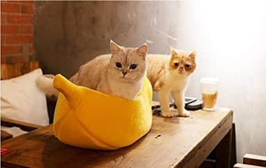 · Petgrow · Cute Banana Cat Bed House Medium Size, Christmas Pet Bed Soft Cat Cuddle Bed, Lovely Pet Supplies for Cats Kittens Rabbit Small Dogs Bed,Yellow - Image 7