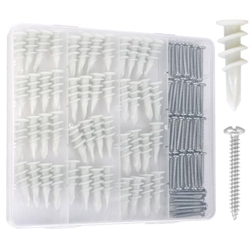 Self Drilling Drywall Anchors - 104Pcs Dry Wall Anchors and Screws Kit for Drywall,52 Self-Tapping/Threaded Plastic Sheetrock Anchors + 52#8 x 1-1/4'' Screws, Heavy Duty 75LB Hanging - Image 1