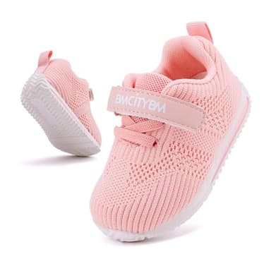 BMCiTYBM Baby Walking Shoes Boy Girl Tennis Sneakers Breathable Infant First Walker Shoes 6 9 12 18 24 Months Pink Size 18-24 Months Toddler - Image 3