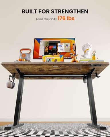 ErGear Electric Standing Desk, 55 x 27.5 inches, Height Adjustable Computer Desk with Memory Smart Panel, Vintage Brown - Image 5