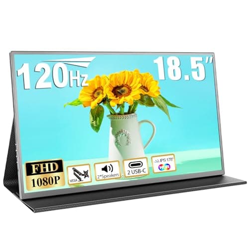 18.5 Inch Large Portable Monitor for Laptop, 1080P FHD 120Hz 125% sRGB USB-C HDMI Travel Monitor for Laptop Mac PC Xbox PS4/5 Switch, Portable Screen with Smart Cover, VESA Compatible - Image 1