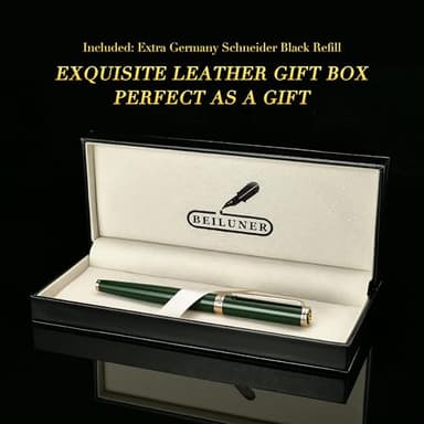 BEILUNER Luxury Rollerball Pen, Stunning Green Lacquer with 24K Gold Trim,Noble and Elegant Designs,Schneider Ink Refill, Best Gift Set for Men & Women, Refillable, Executive Writing, Nice Pens - Image 6