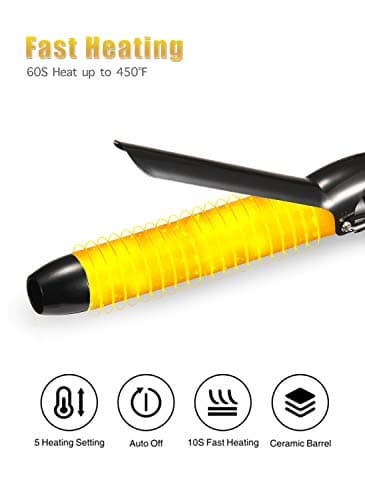 LANVIER 1.25 Inch Curling Iron, Extra Long Barrel 1 1/4 Inch Curling Iron for Long Hair up to 450F, Worldwide Dual Voltage Hair Curler for Traveling, Hair Waving Style Tool Black - Image 7